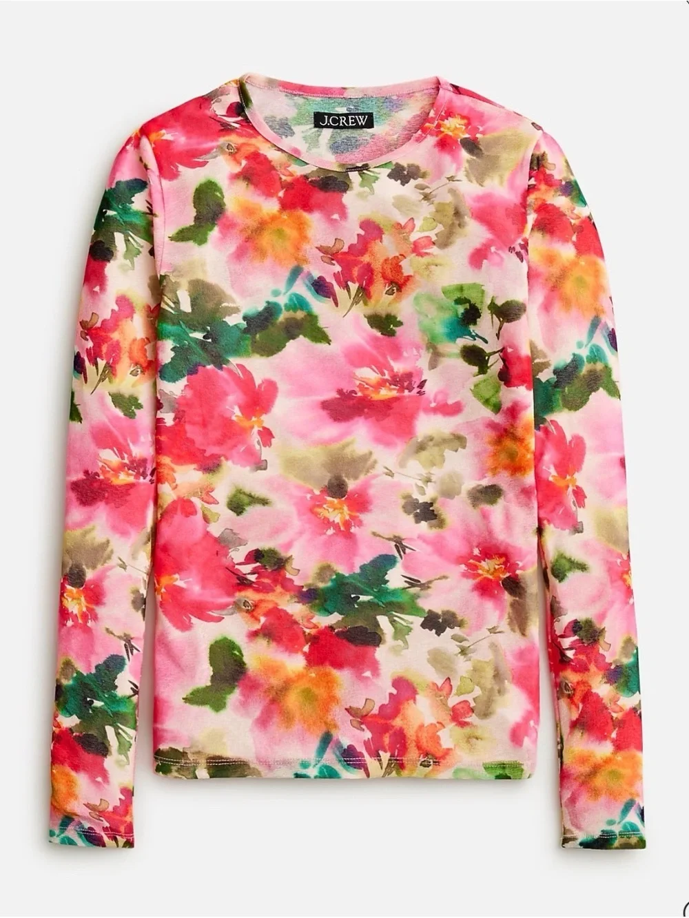 J. Crew Pink Floral Watercolor Long-Sleeve Top nwot
